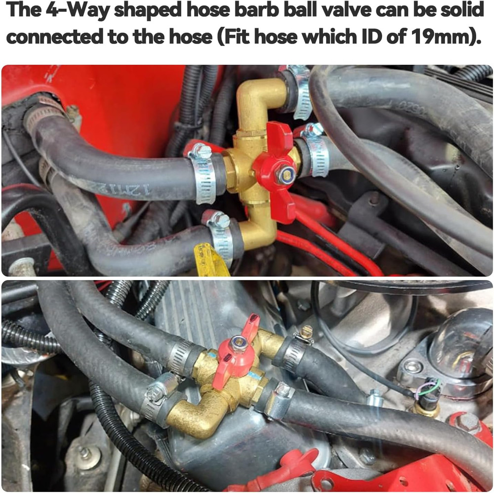 Solid Brass 3/4 Inch Heater Control Valve 4-Way Automobile Heating Water Valve