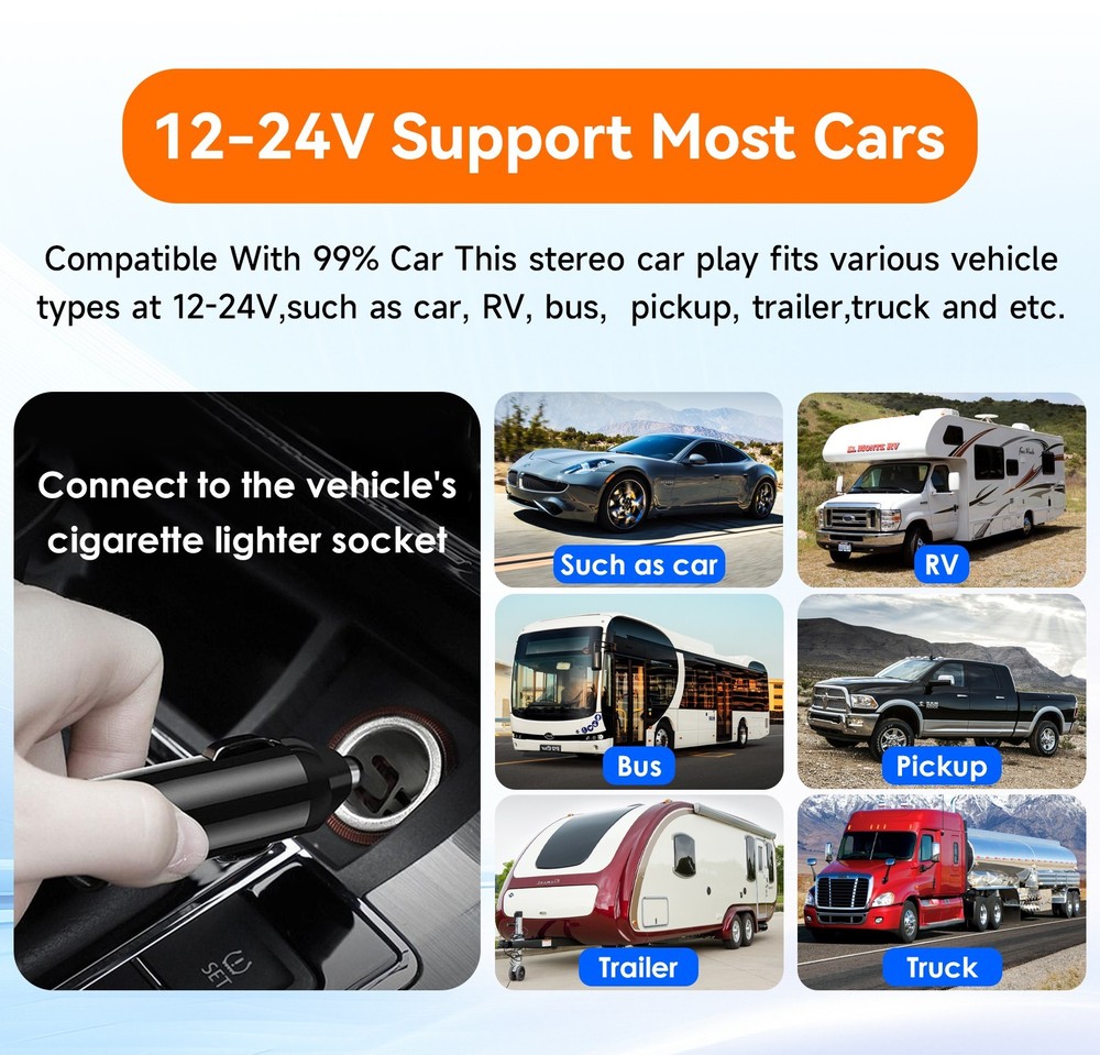 Android Auto Car Play 11.4" Touch Screen Android 14 8 Core 64GB GPS BT5.0 GPS FM