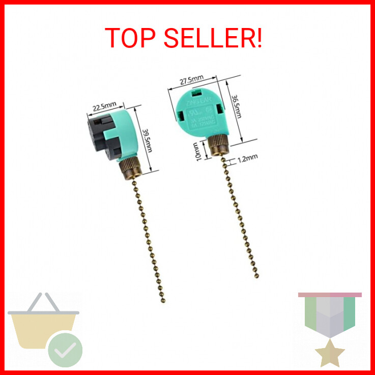 3 Pack Ceiling Fan Switch 3 Speed 4 Wire Zing Ear ZE-268S6 Fan Pull Chain Switch