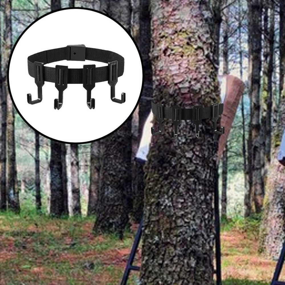 Tree Stand Harness Strap Accessory Holder with 4 Hooks Multifunctional Portable