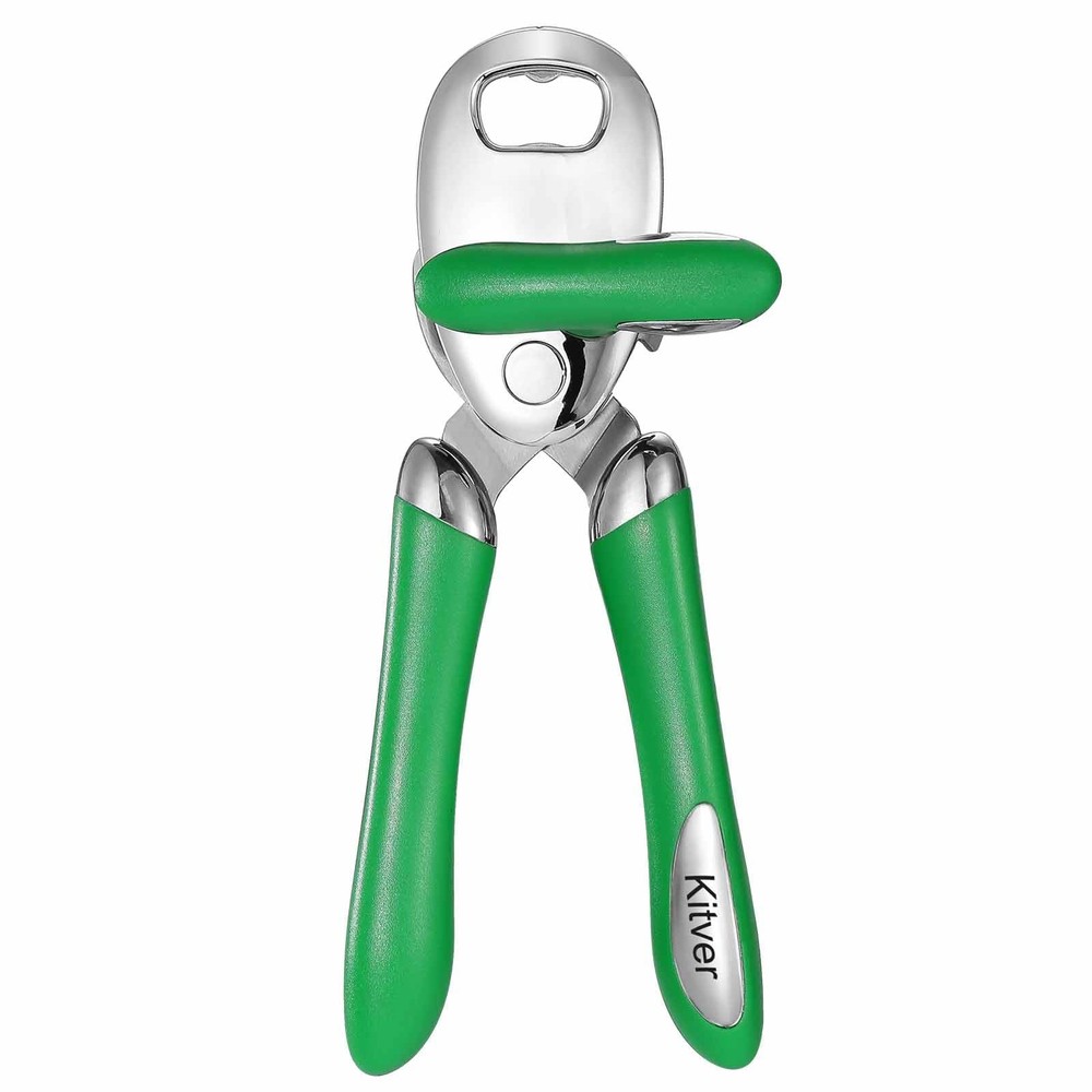 Multi-function Manual Can Opener Bottle Opener, Double Handle, Green