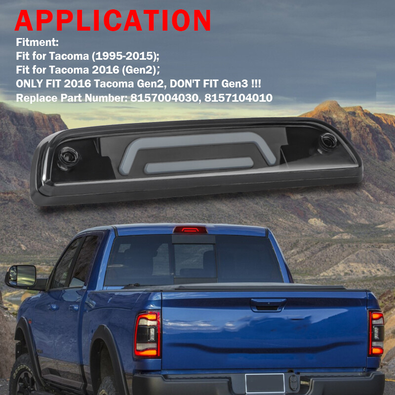 LED Third 3RD Brake Light Smoked Rear Stop Tail Lamp For 1995-2016 Toyota Tacoma