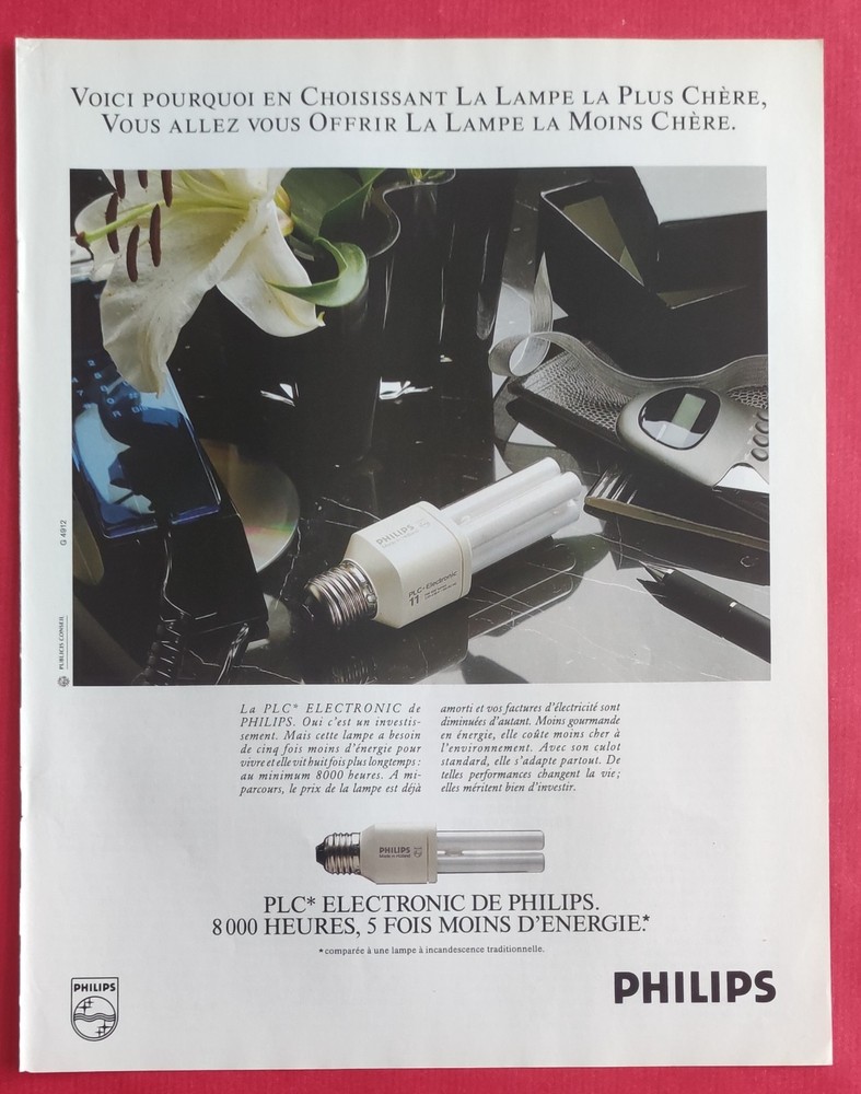 Press advertisement: lighting - PLC lamp * electronics by PHILIPS 1990