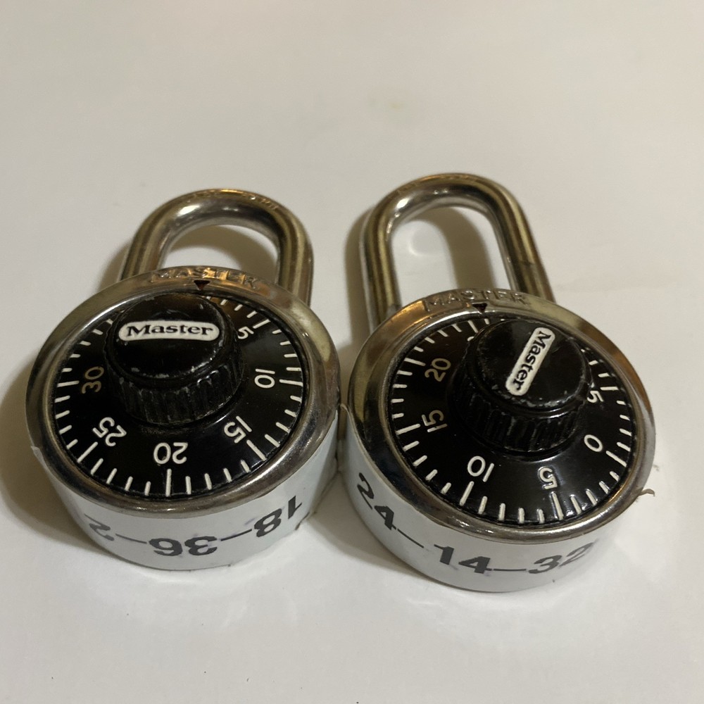 2 Master Lock Black Combination Padlocks Tested Working Security Locks