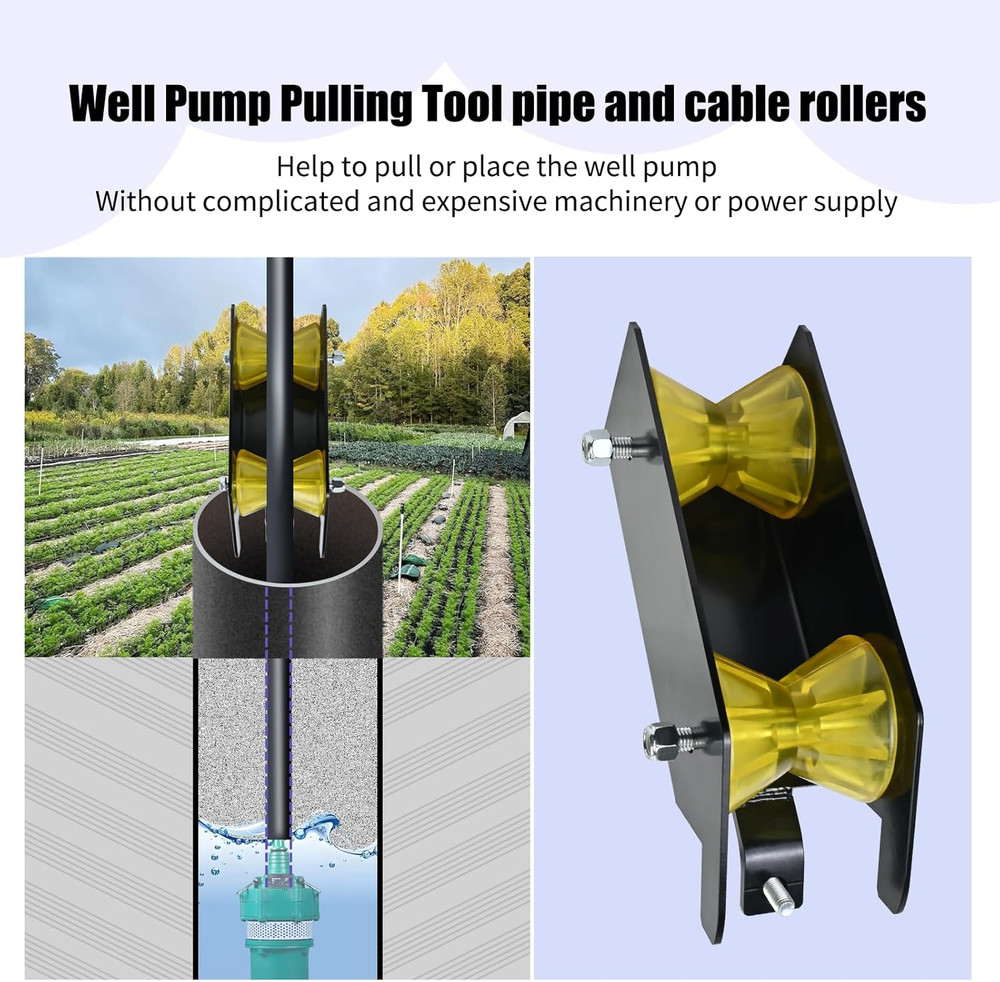Water Well Pump Pulling Tool and Cable Rollers - Help Pull or Place the Well Pum