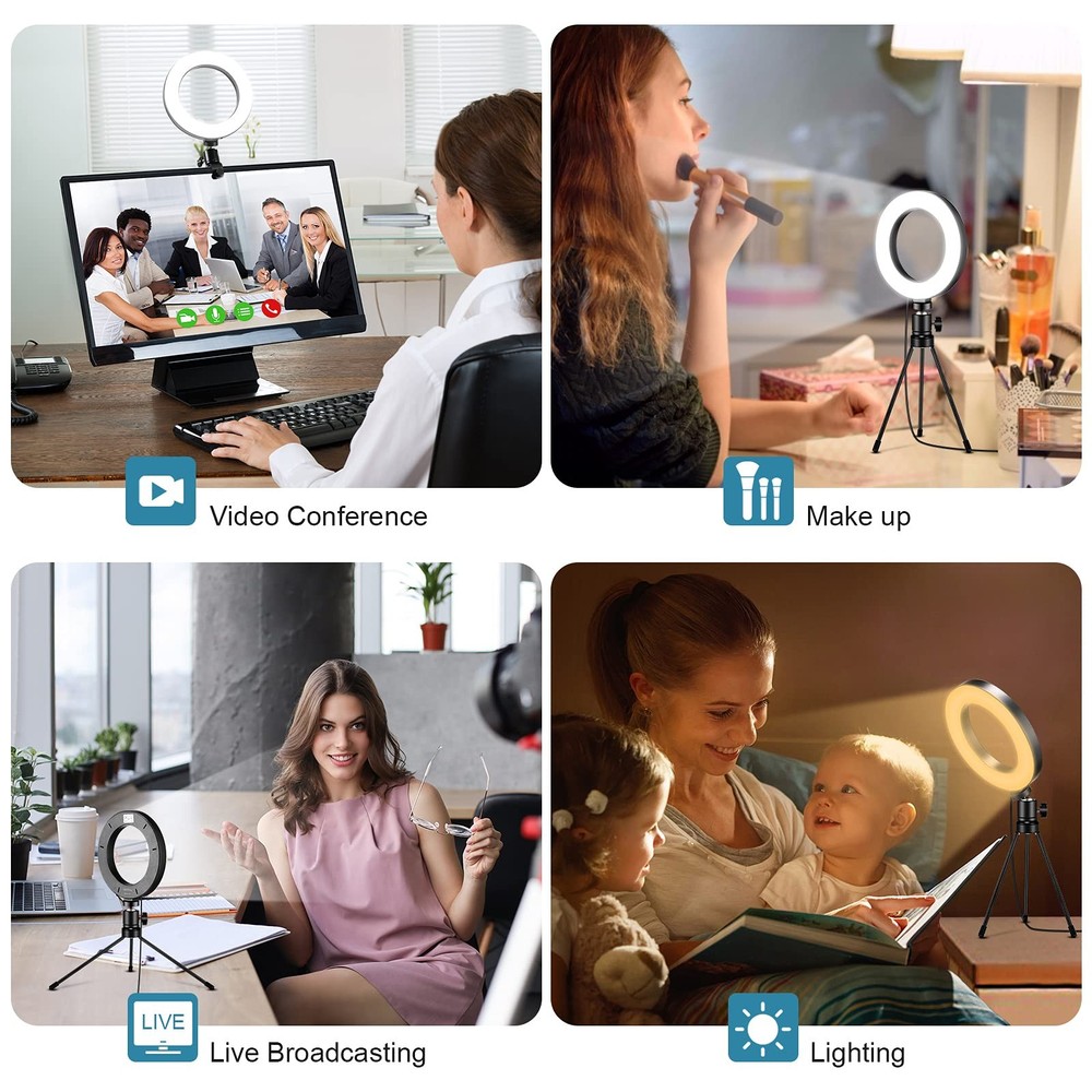 Video Conference Lighting Kit, LED Ring Light for Webcam Lighting, 3 Light Mo...