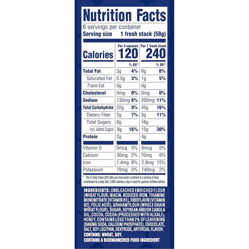 Fresh Stacks Chocolate Graham Crackers, Bulk Travel Snacks, 6 Boxes (36 Multi Sn