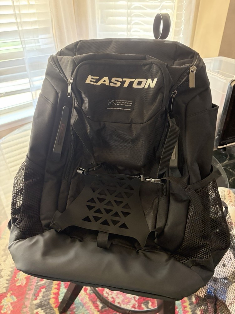 Easton Elite Baseball Backpack Black Polyester Bat Compartment 4 Pockets