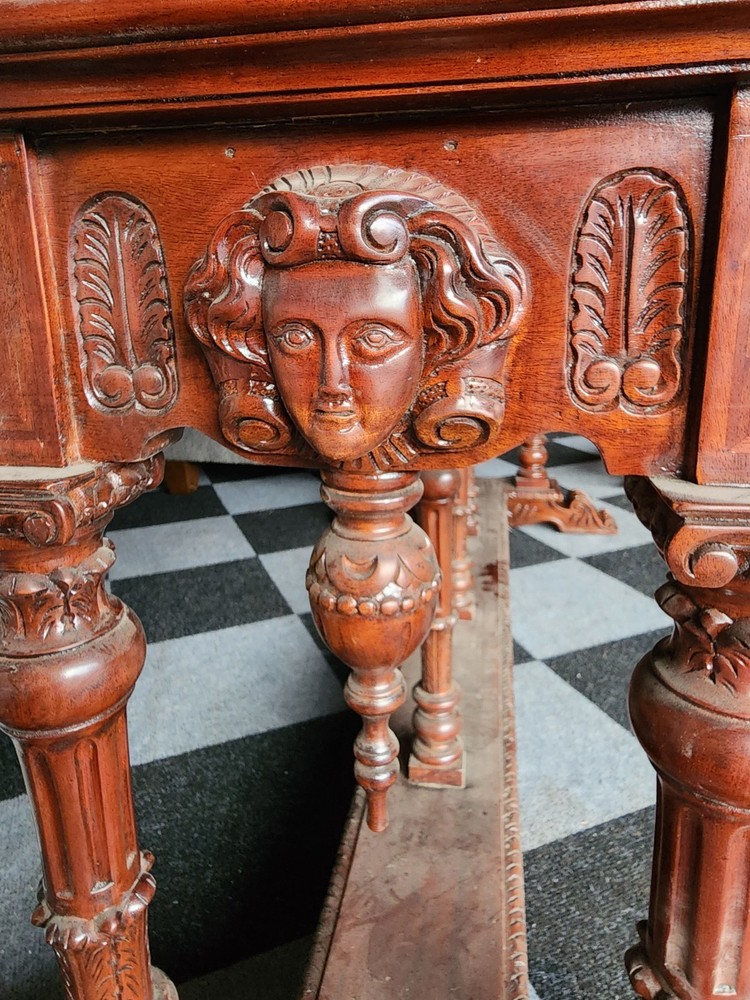 French Renaissance Writing Desk Table w/ Cherubs