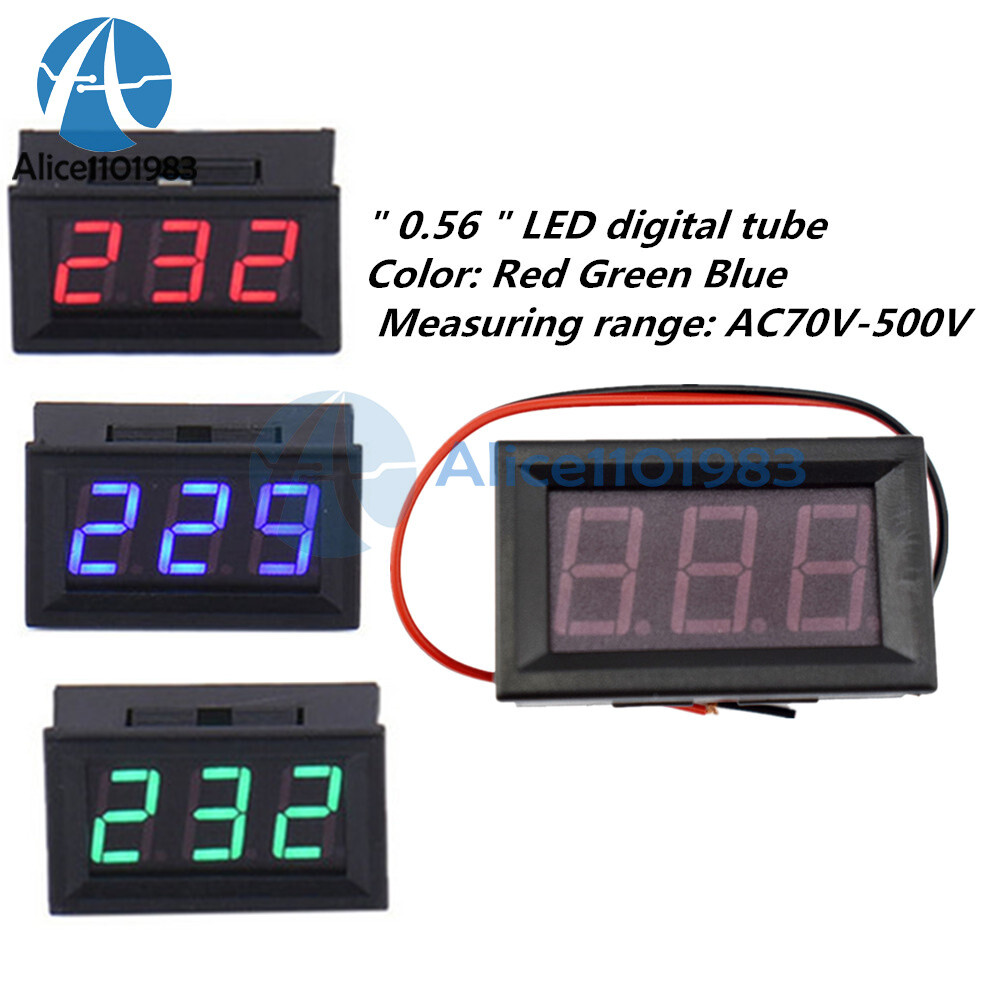 0.56"inch LED Digital Panel Voltmeter AC 70V-500V Ammeter Meter Red/Blue/ Green