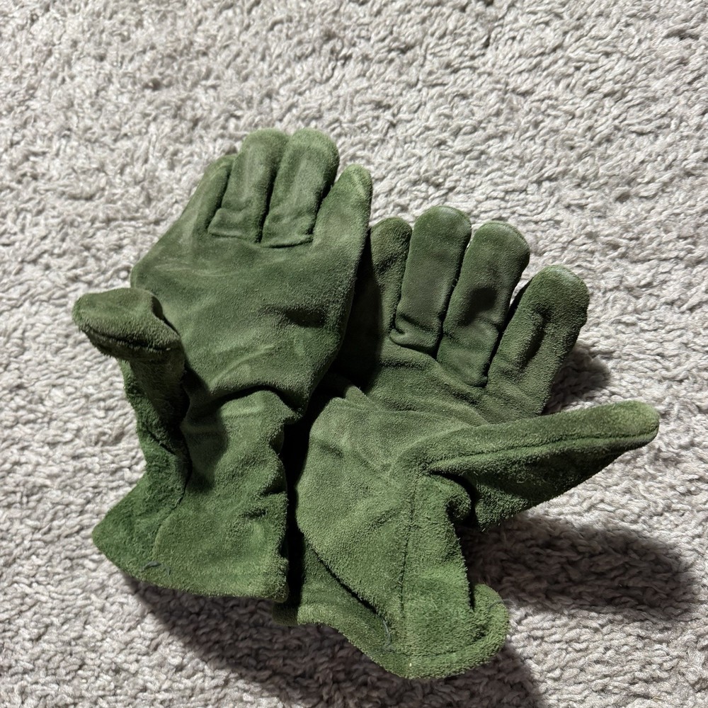 Green Fire Fighter Gloves Mens Small Leather 2000 Edition