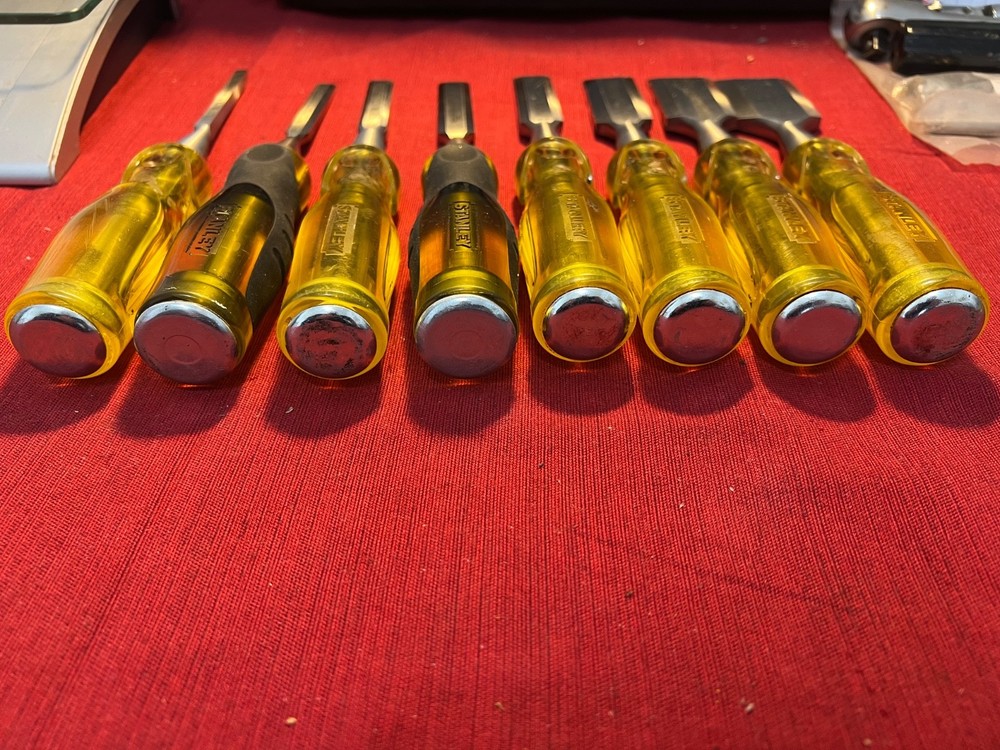 Excellent Stanley 8 Piece Wood Chisel Set FAT.MAX. Used Lightly..See.Notes.**
