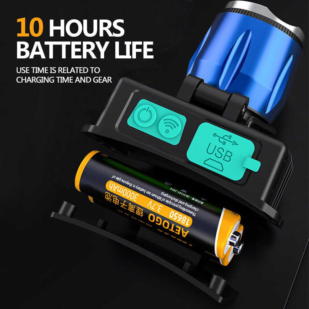 UV LED Black Light Headlamp White/UV Light Headlight Rechargeable Flashlight US