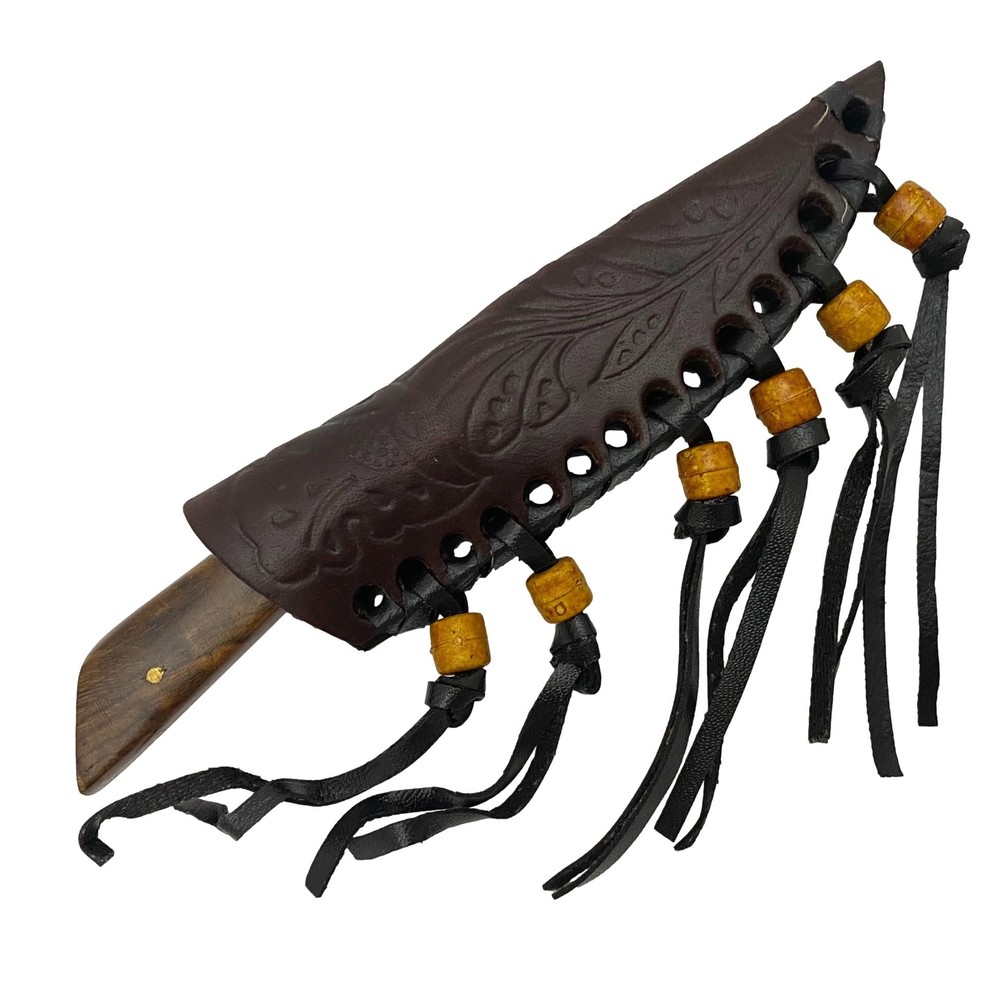 Stag Wood Patch Knife with Leather Sheath