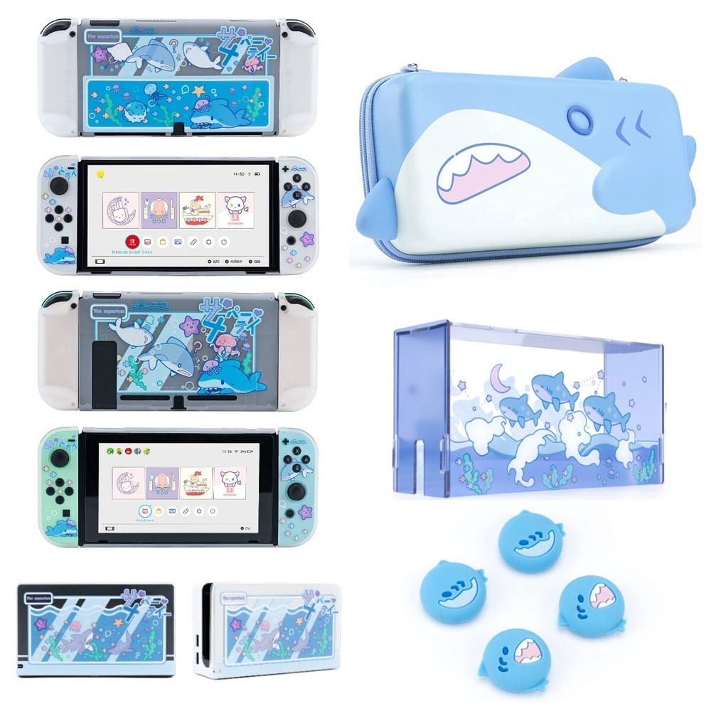 GeekShare Switch Shark Party Protective Case Dock Cover Thumb Grips Switch OLED