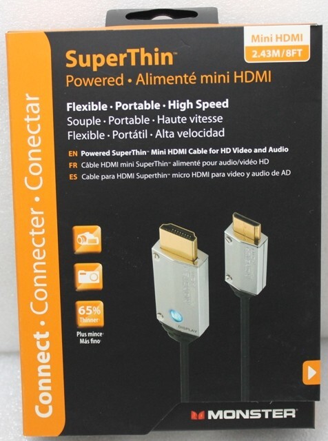 Monster Mobile SuperThin Mini HDMI Cable 8FT