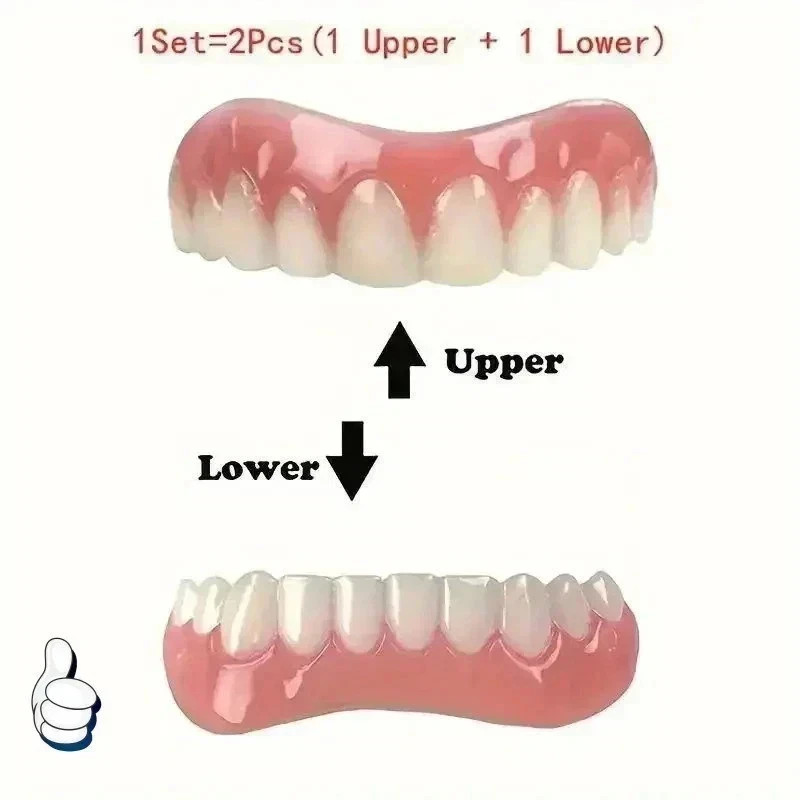 Silicone False Teeth Upper & Lower Smile Dental Veneers Dentures False Tooth**