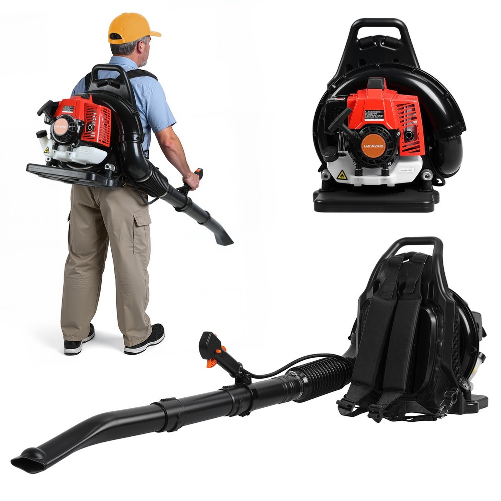 63CC 2-Stroke 700CFM, 200MPH Gas Backpack Leaf Blower High-Powered Blower
