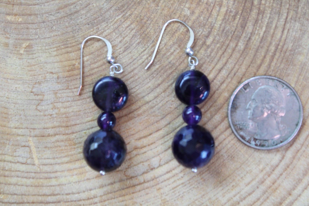 Amethyst & Sterling Silver dangle Earrings~Desert Rose Trading