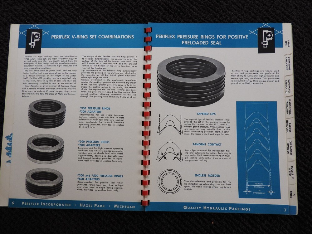 1957 Periflex Incorporated Molded Packings Engineering Catalog Hazel Park MI