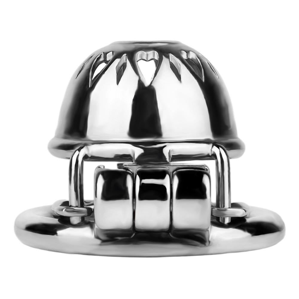 Metal Chastity Device for Men Ventilated Designed Cage with Lockable Ring SM