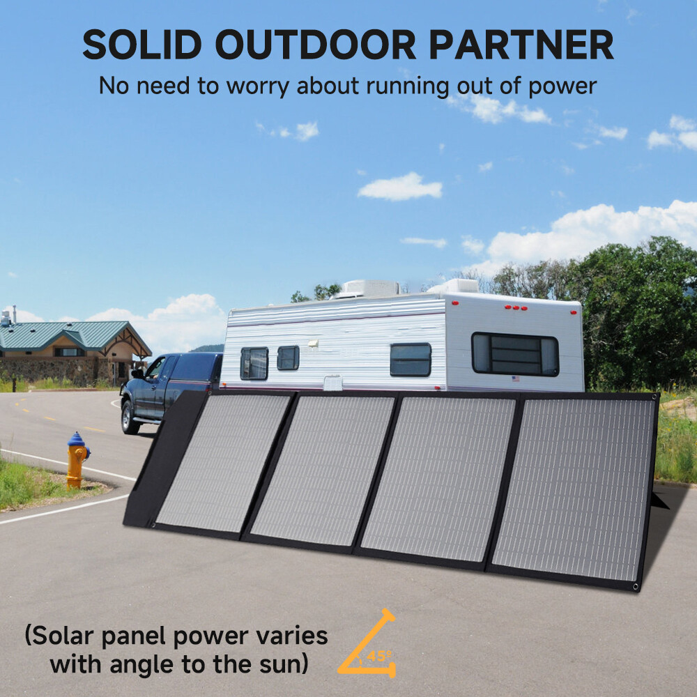 200W Solar Panel Foldable Solar Blanket Adjustable Kickstand for Outdoor RV
