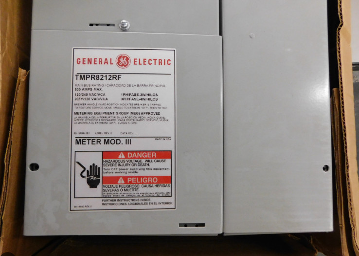 GE TMPR8212RF 2-Socket Ringless Meter Stack Module 125A 800A Bus Rating