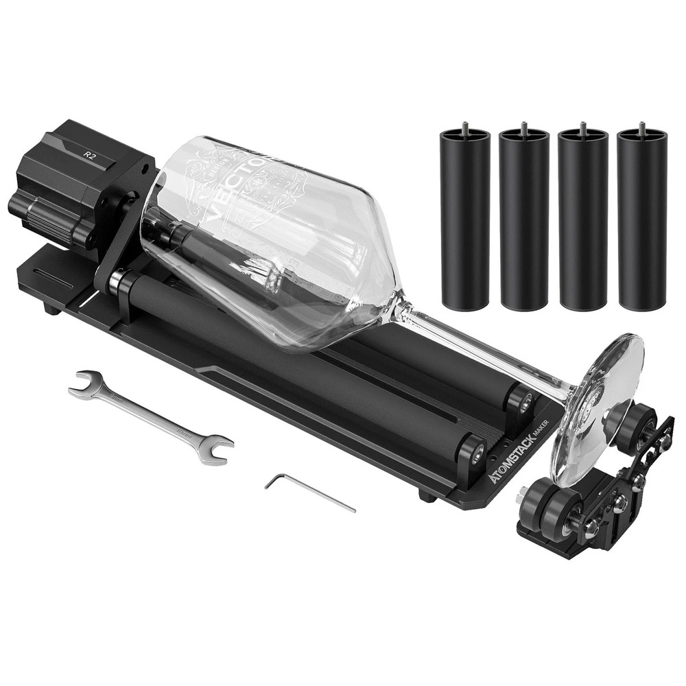 Used Atomstack R2-B Laser Rotary Roller for A6 A12 A24 Pro Swiitol E6 E18 E24