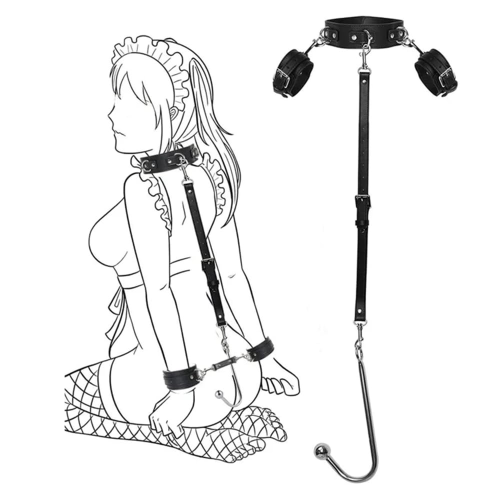 Complete BDSM Starter Kit with Anal Hook, Adjustable Neck Wrist Restraints H...