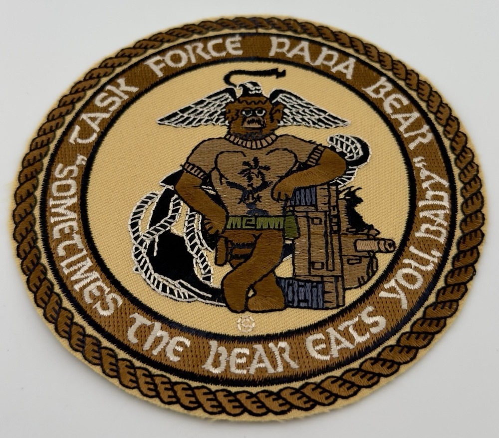Task Force Papa Bear Desert Storm USMC Morale Patch “Bear Eats You”