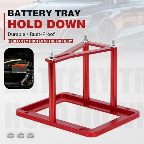 Battery Tray Hold Down Bracket Battery Relocation Kit Trunk for Optima red