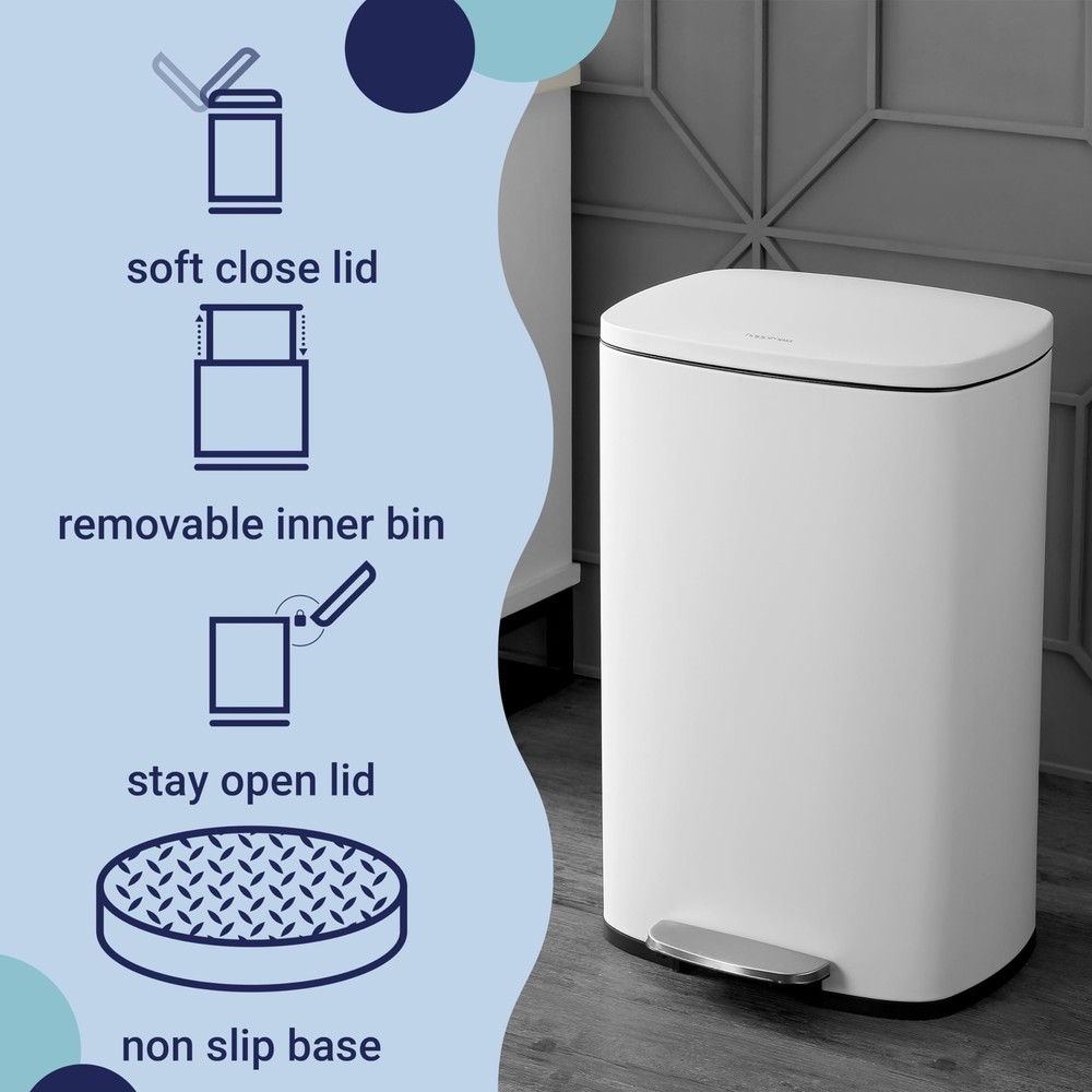 happimess HPM1006C Connor Rectangular Trash Can with Soft-Close Lid and Free ...