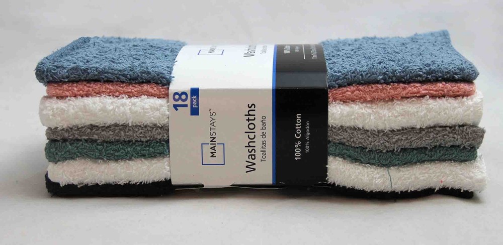 Mainstays 18-Pack Washcloth Bundle, Grey Multi