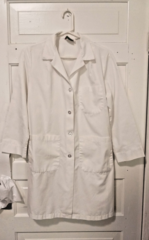 Long 35.5" White Lab Coat Scrubs Unisex Size Large