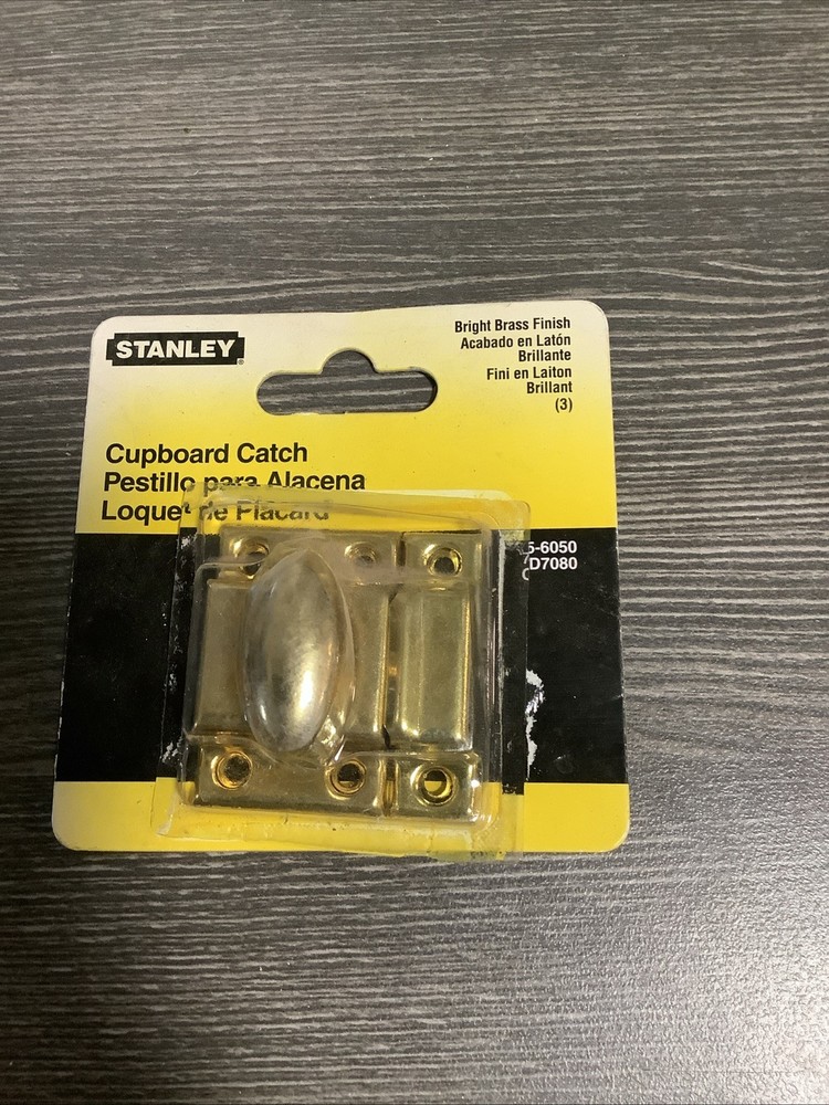 Stanley Cupboard Catch #75-6050 Bright Brass Finish NOS Open