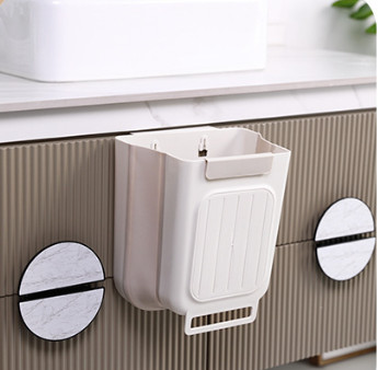 Collapsible Hanging Trash Can , Multi-Use for Kitchen, Office & Bathroom (Grey)
