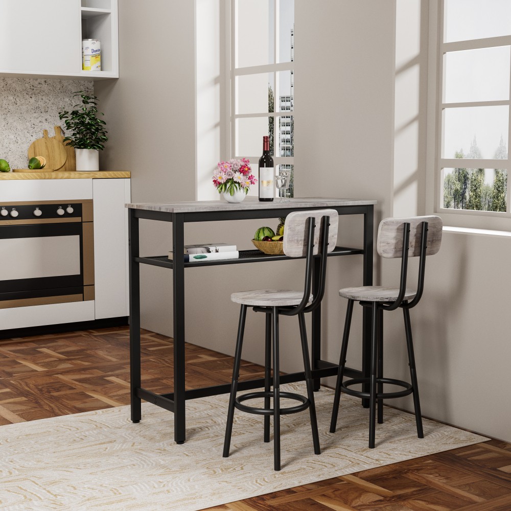 Dining Table Set W 2 Stools 3 Piece Counter Small Apartment Breakfast Table