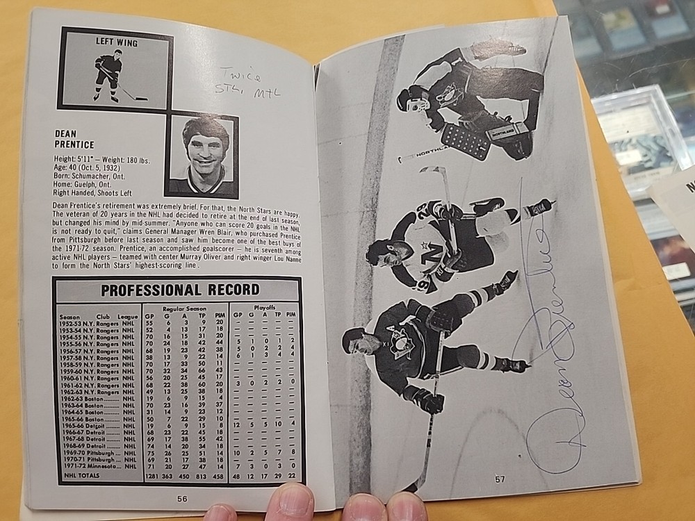 1972-73 Minnesota North Stars Program With Auto's Autographs