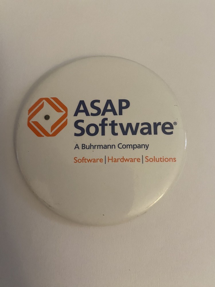 ASAP Software A Buhrmann Company Pin Back Button P188