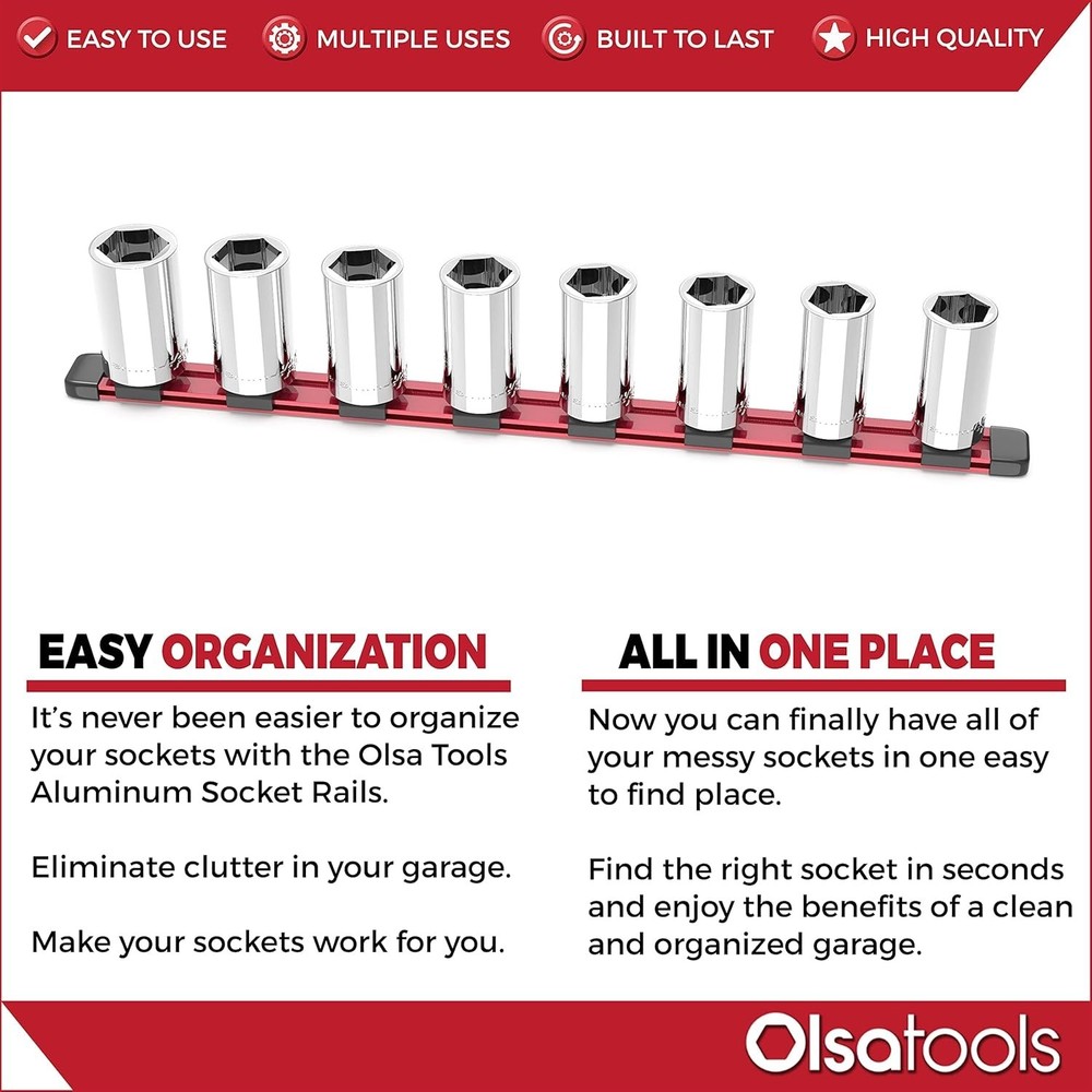 3/4-Inch Drive Impact Socket Organizer - Wall Mount, Heavy Duty Storage Solution