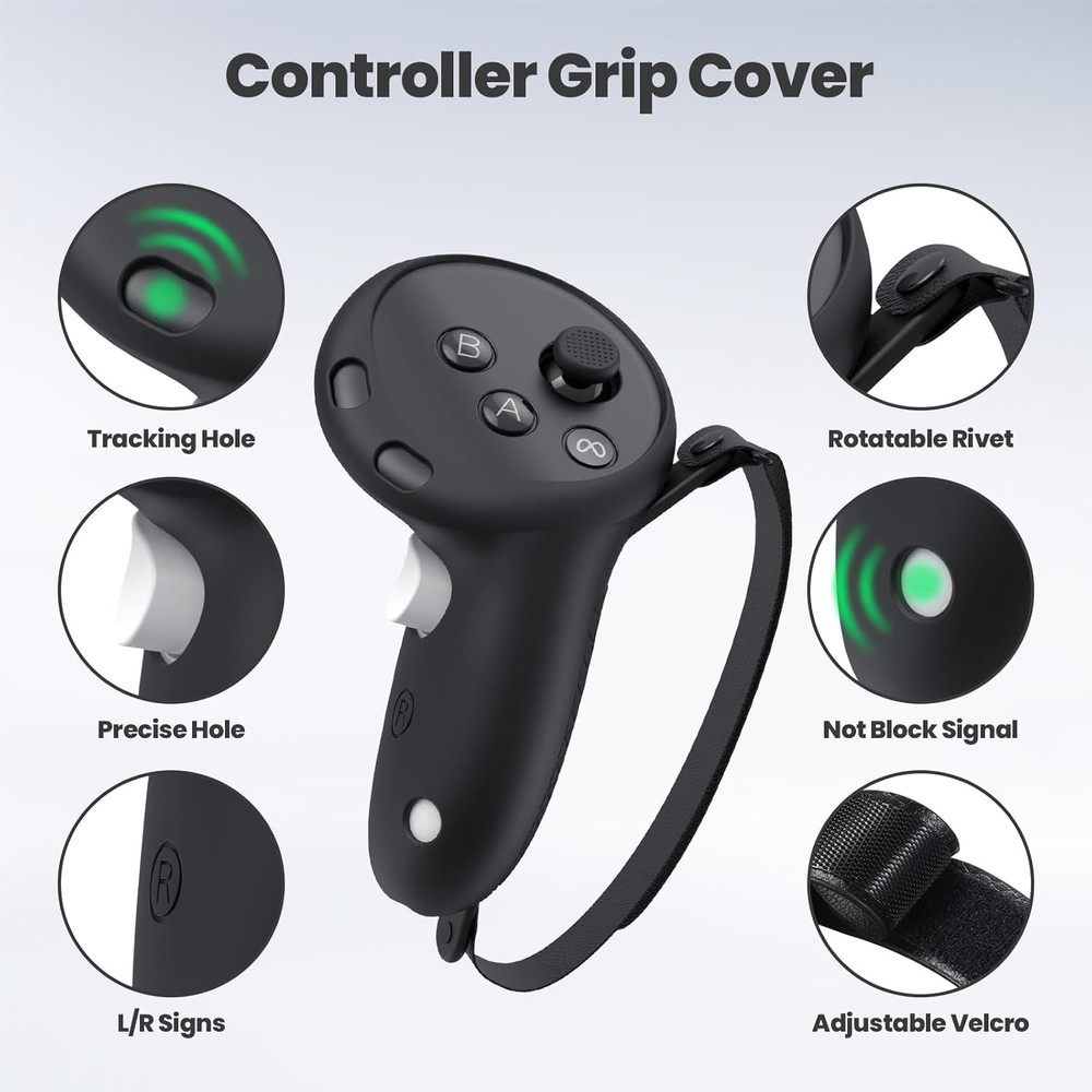 Silicone Cover Compatible with Meta/Oculus Quest 3 Accessories, VR Silicone Face