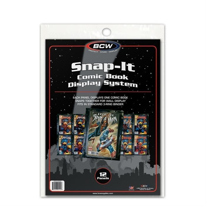 BCW Comic Book Display Frame Clear Plastic Snap It Slab Page Black Hangble /Page