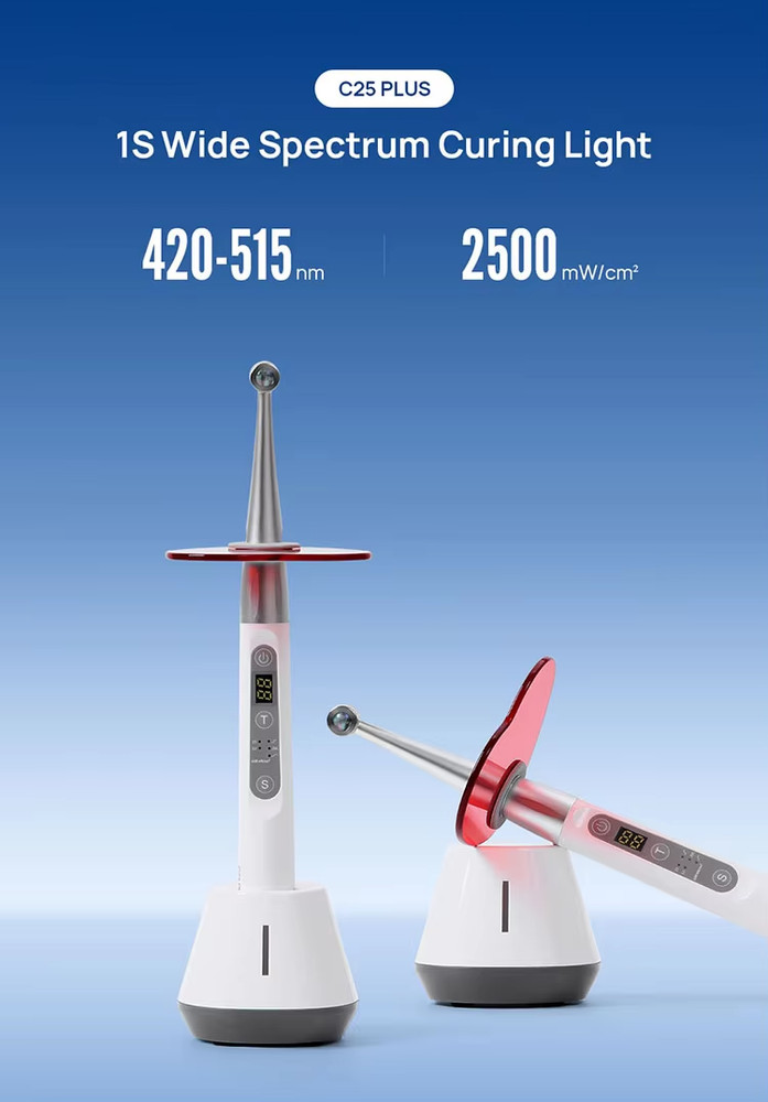 C25 Plus Dental 10W LED One Second Curing Light 2500mw/cm2 360° Rotatable Head