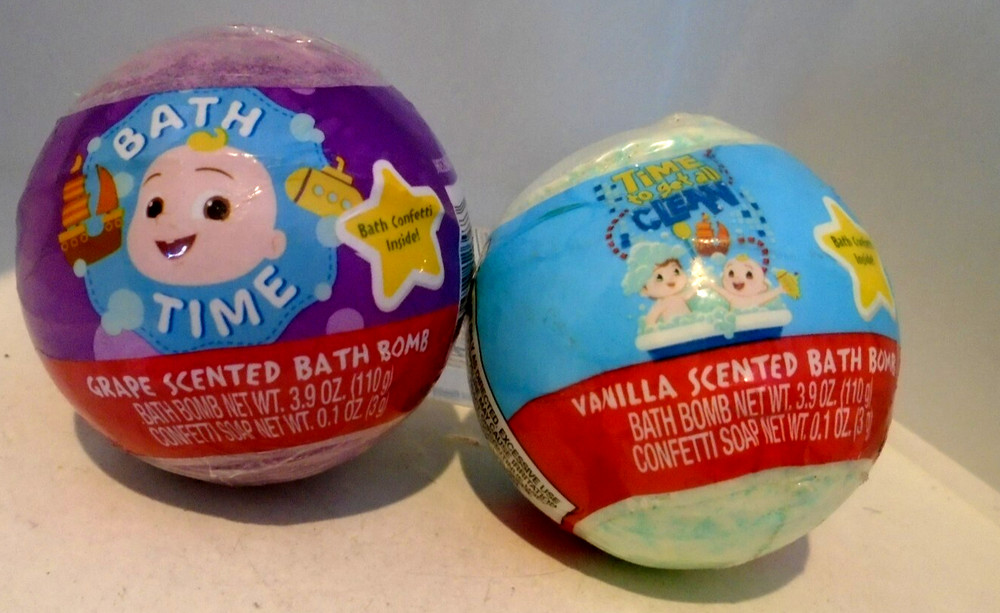 Bath Time time to get clean Bath Bombs Grape & Vanilla 3.9 oz ea SET