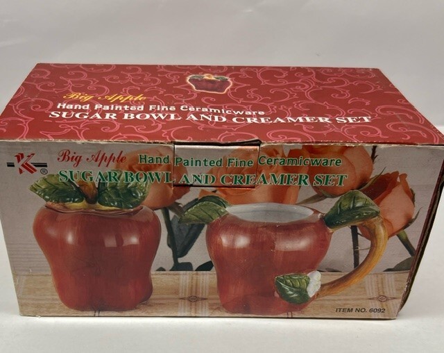 Apple Ceramic Sugar & Creamer