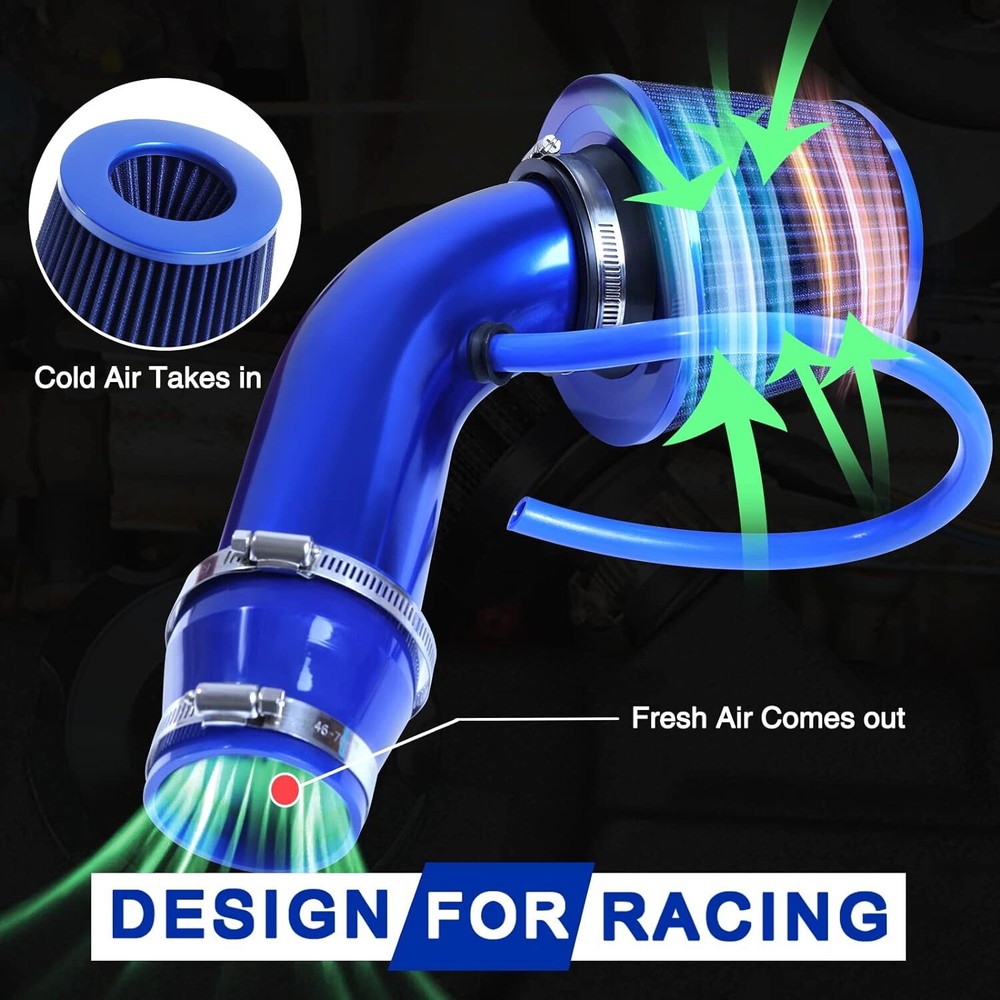 3" Cold Air Intake Filter Induction Kit Pipe Power Flow Hose System US New