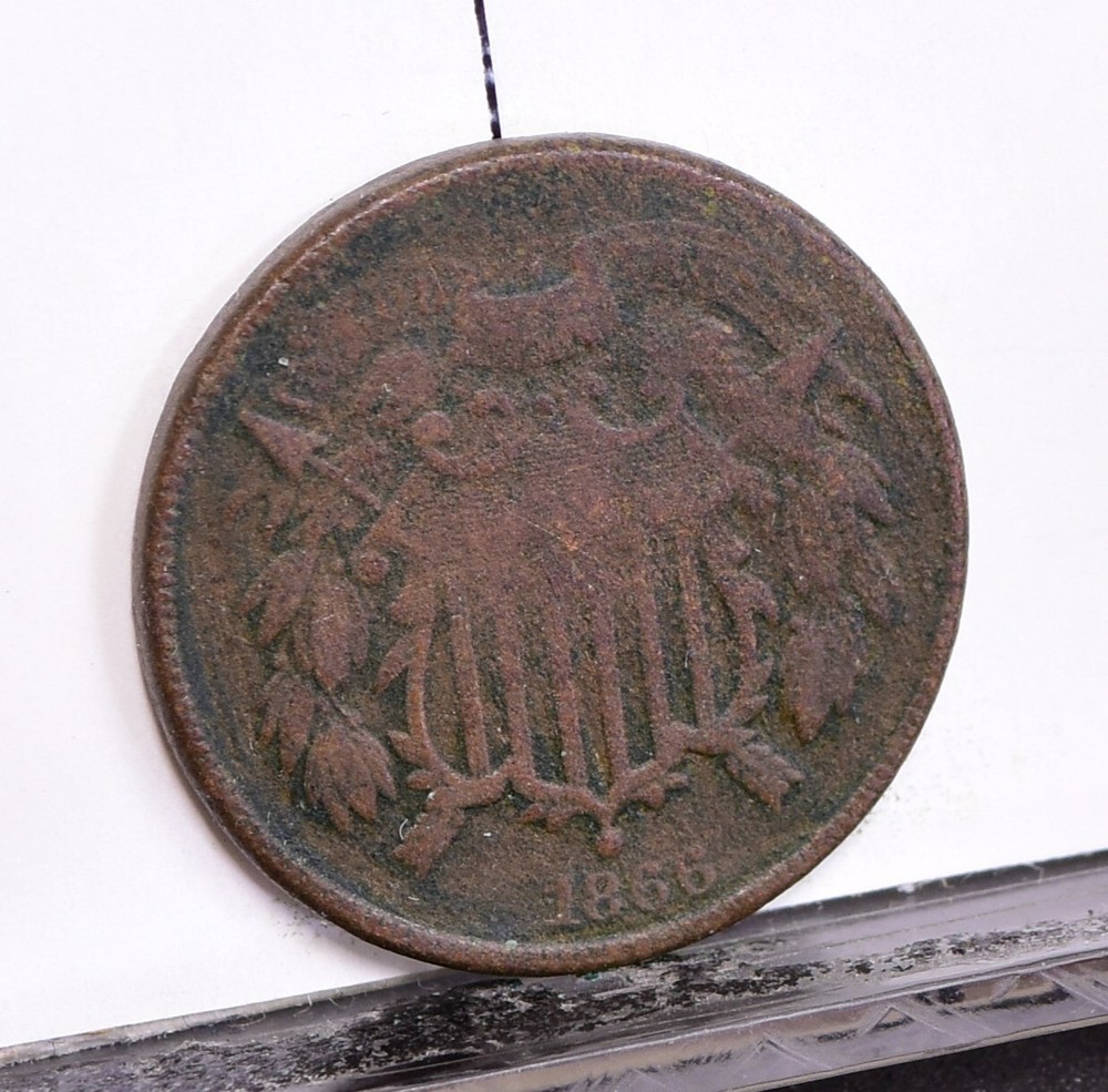 1866 Two Cent Piece - Good Details, Rough Surface (#56780-J)