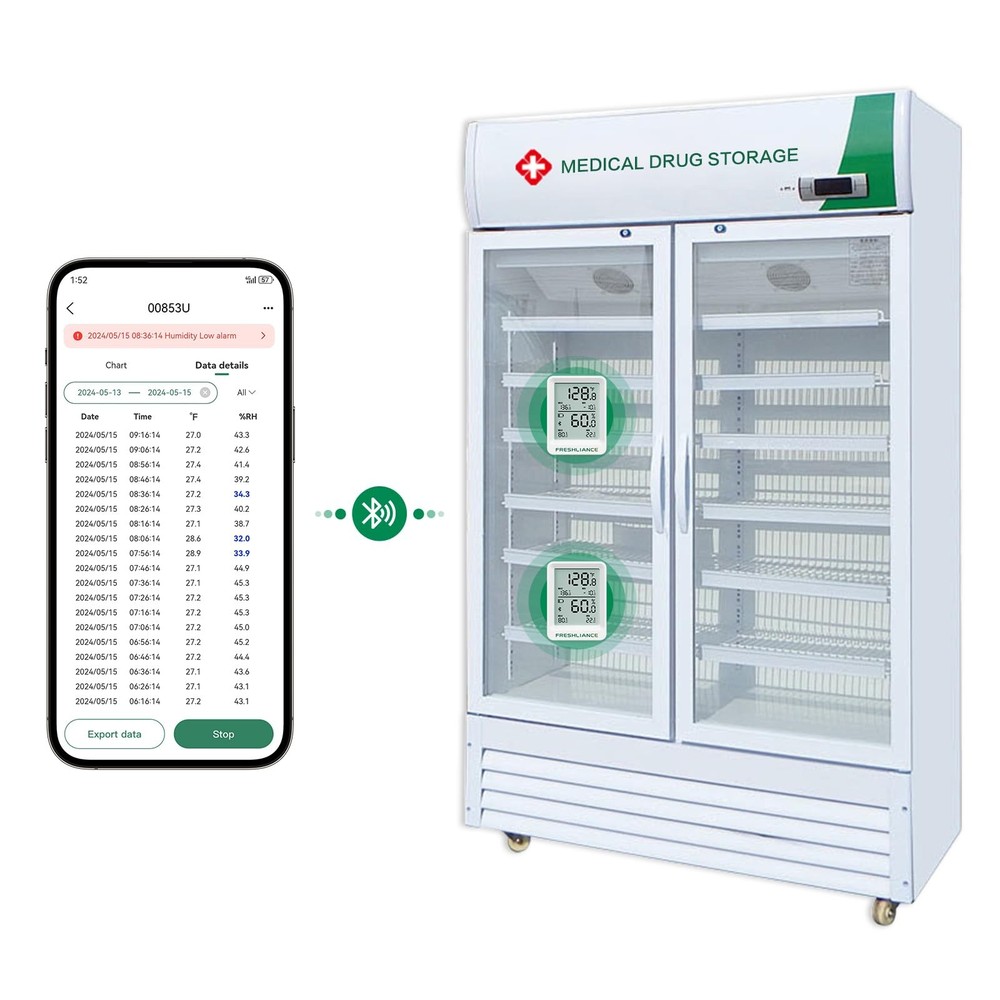 Freshliance Bluetooth Temperature Humidity Data Logger Recorder, Refrigerator...