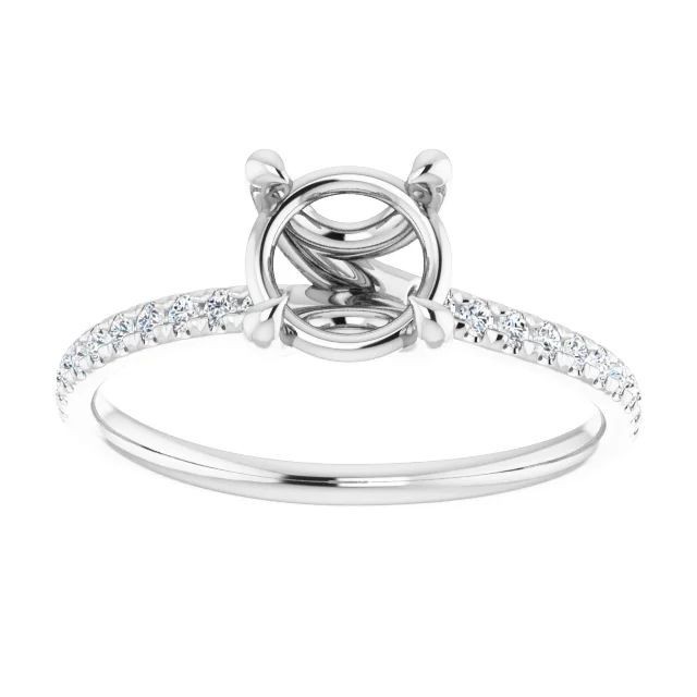 Ring Setting Round 8mm 925 Sterling Silver Semi Mount Ring Setting