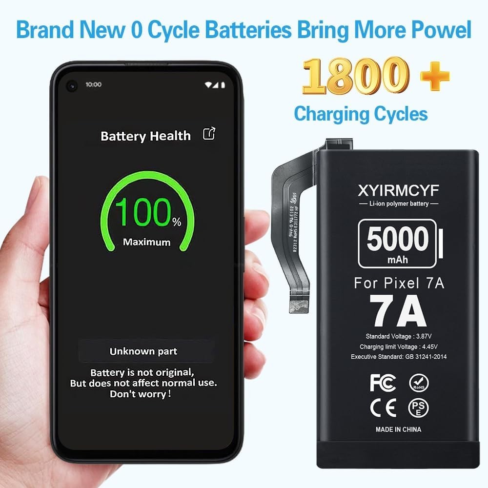 5000mAh Replacement Battery for Google Pixel 7A with Tool Kit - Safety Assured